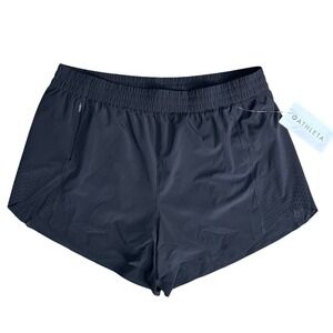 Athleta Black Athletic Shorts Laser Cut Perforation Zipper Pocket Womens New